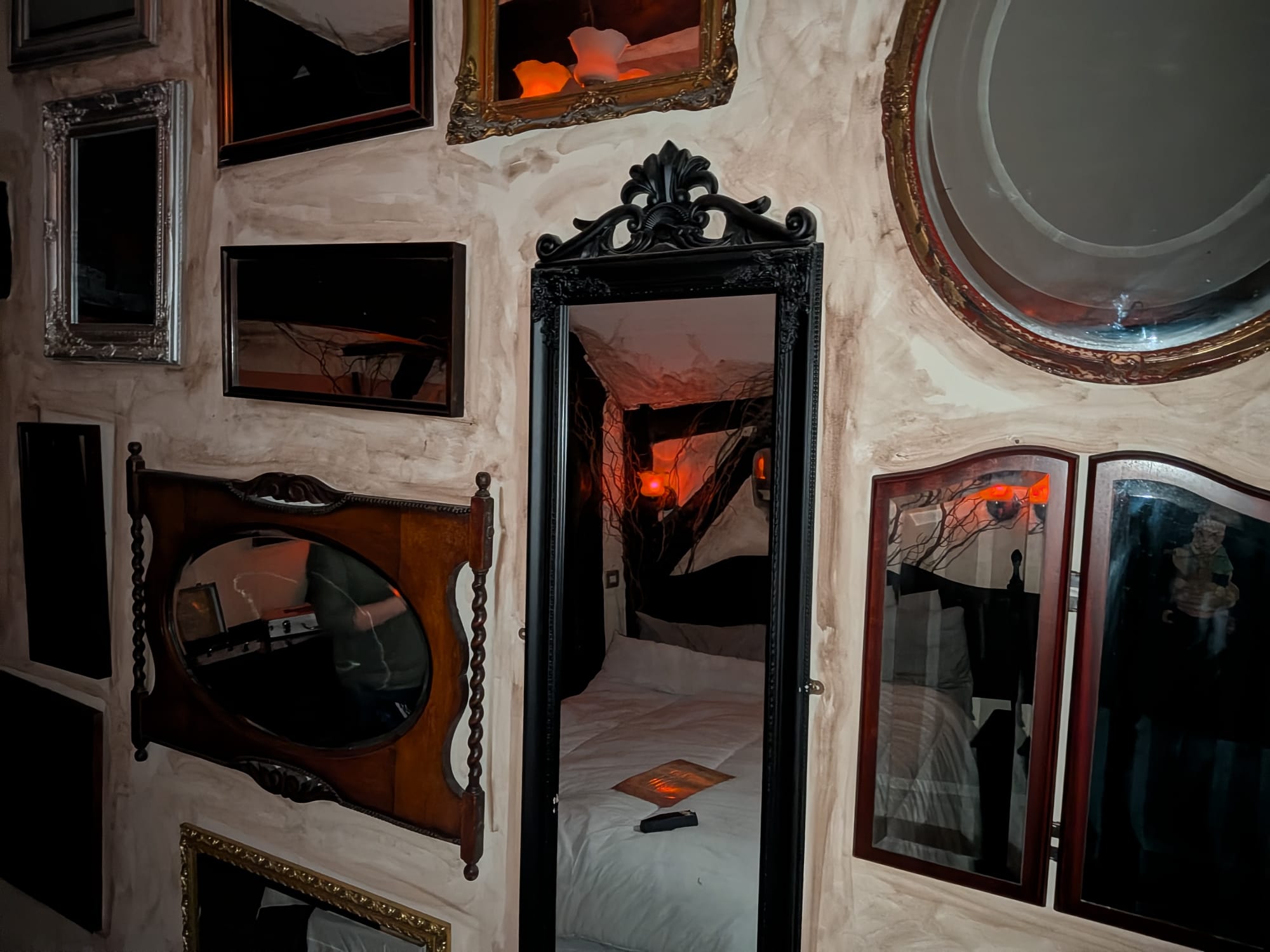 The mirror-lined Room 3 at My Haunted Hotel